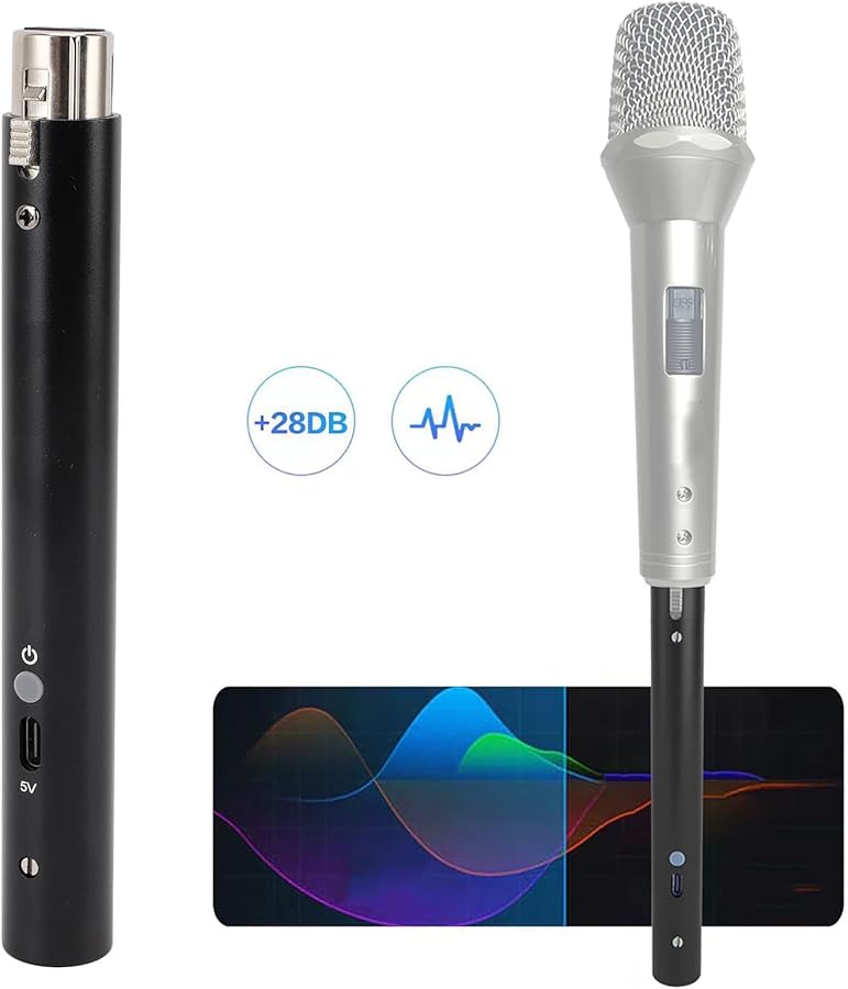 مكبر صوت احترافي مسبق للميكروفون مع تضخيم 28 ديسيبل وطاقة شبحية 48 فولت للميكروفونات الديناميكية والريبون - Image 4